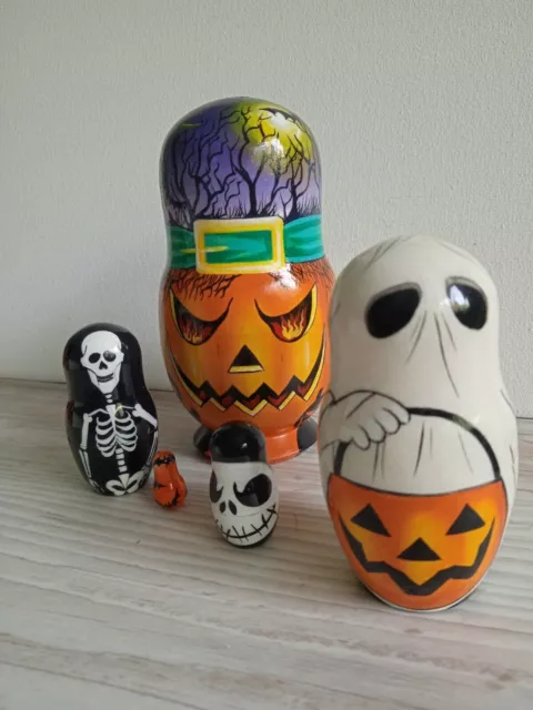 muñecas de anidación para Halloween muñeca de madera pintada a mano...