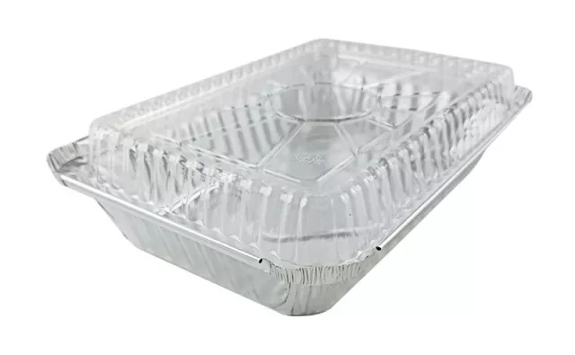 Handi-Foil 2 lb. Oblong Aluminum Take-Out Food Storage Container w/Dome Lid