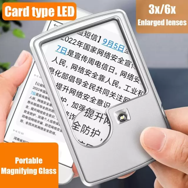 Portable Credit Card Led Magnifier Loupe with Light Magnifying Glass n ew