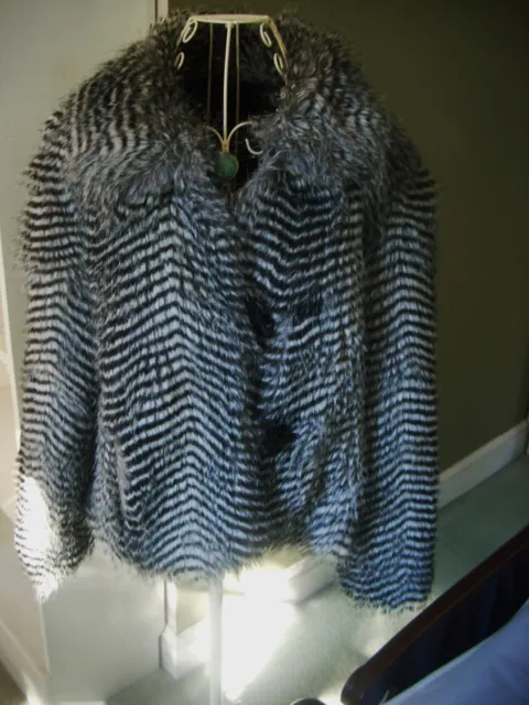 RACHEL ZOE WOMEN’S Zebra Print Faux Fur Toggle Close Coat Jacket Size ...
