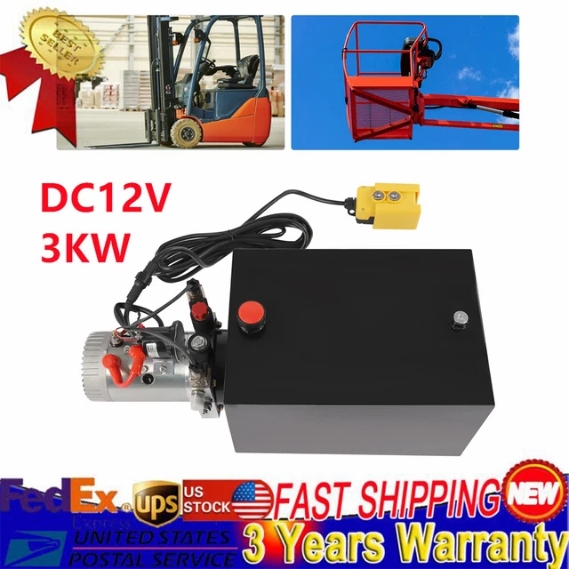 12 VOLT DC Hydraulic Pump for Dump Trailer 20 Quart Poly Double