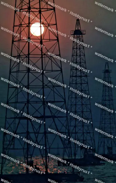 Oil Rig Tower Sunset Artistic Shot Vintage Original 35mm Slide
