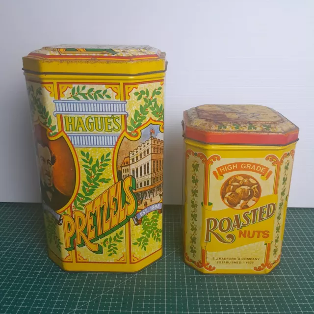 Vintage Roasted Nuts And Pretzels Tins.