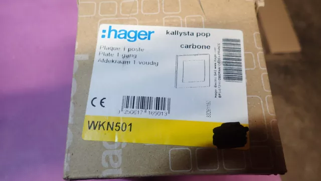 Hager Kallysta WKN501 - Plaque CARBONE Simple POP 1 poste 2