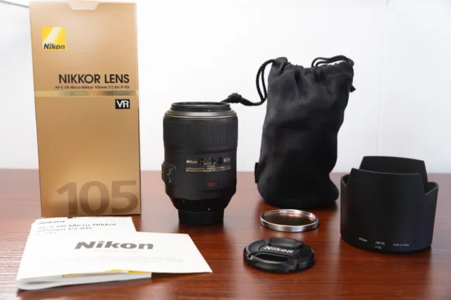 Nikon 105mm f/2.8G Micro NIKKOR AF-S VR IF-ED Lens - Original Box & Manual