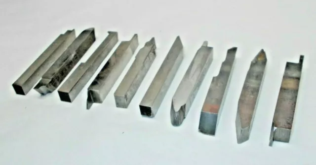 Lathe Tool Bits (10) Various Geometry High Speed Steel 3/8"x3/8"" Tool Bits, USA