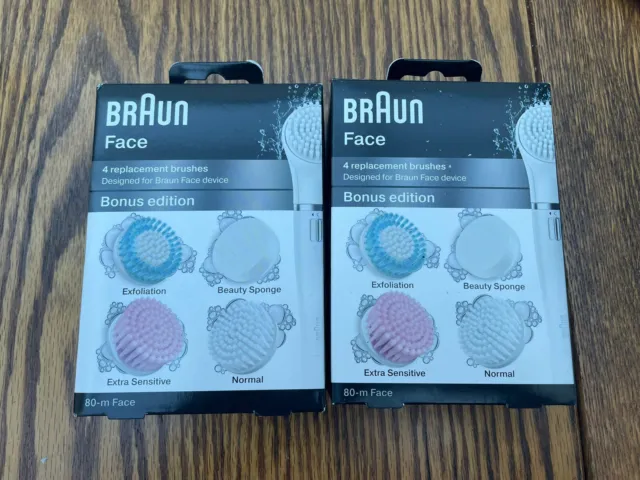 2 x Braun Silk-Epil Face 80-M Bonus Edition confezione da 4 x2 spazzole di ricambio ricarica