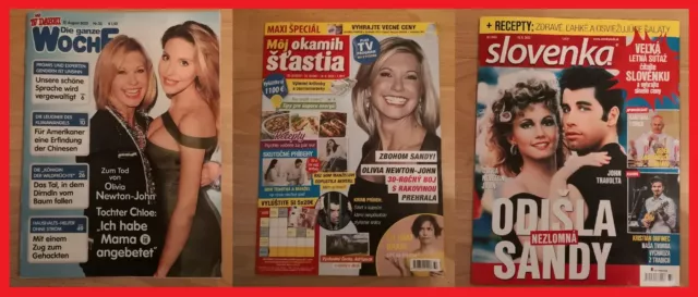 3 Olivia Newton John magazines - slovak austrian rare Sandy Grease 2022
