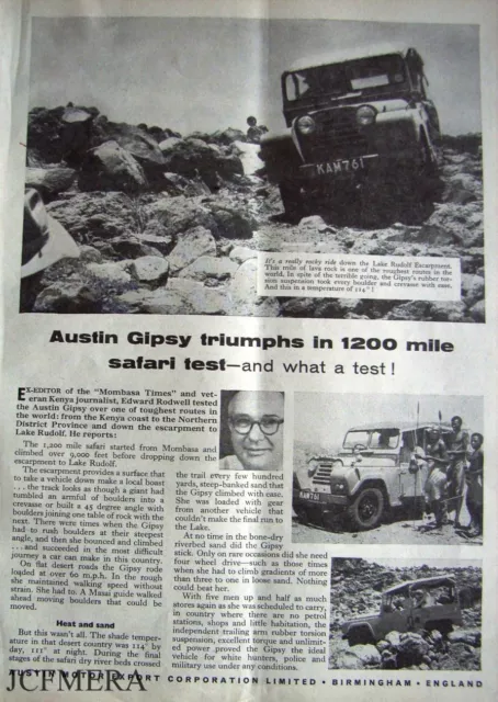 Austin 'GYPSY' 1959 FWD Car ADVERT (Safari Test) - Magazine Photo Print AD