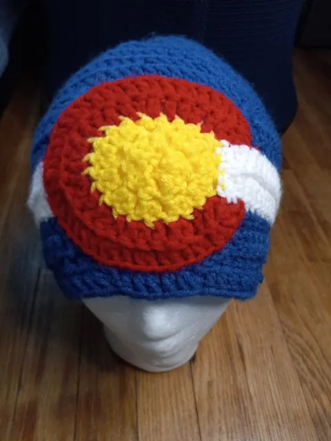 Knitted Colorado Flag Beanie hat Skullcap Women's S/M - Pre-Owned