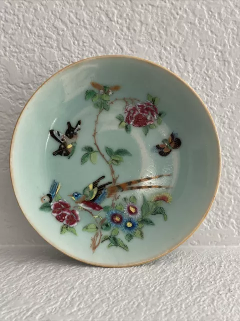 Tongzhi Celadon Famille Rose Porcelain Plate Mark And Period