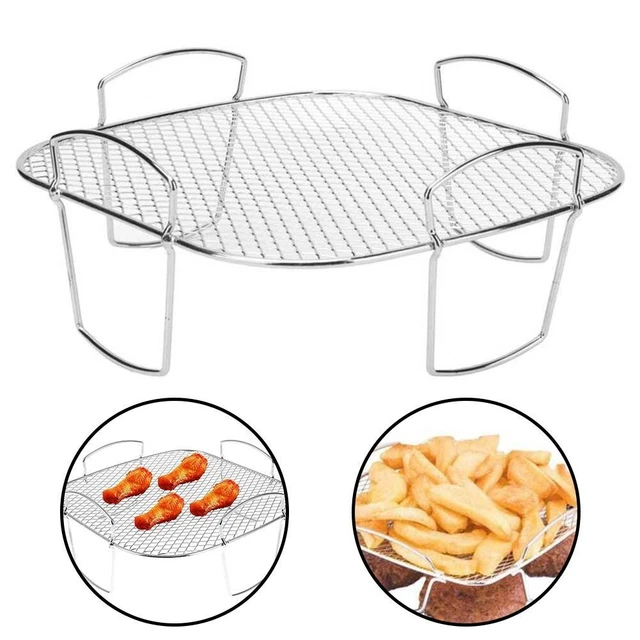 Estante freidora de aire 1 pieza 20,5*20,5*9 cm estante plata acero inoxidable herramienta de cocina