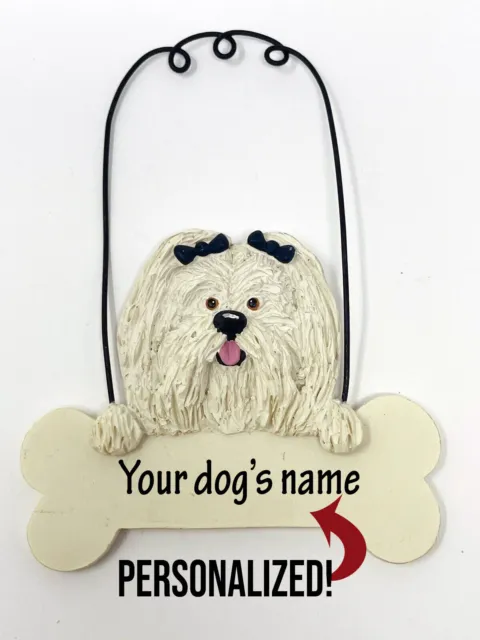 Personalized Maltese Dog Name Mini Sign Hanger Decor Figure Ornament