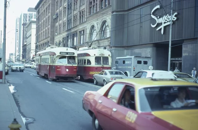 Trolley Slide - Toronto TTC #4400 #4341 PCC Streetcars 1977 Simpsons Dept. Store