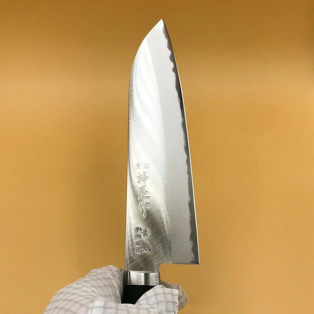 Küchenmesser Santoku 165mm 3 Lagen Kohlenstoffstahl Blau #2 Seki Hachiya