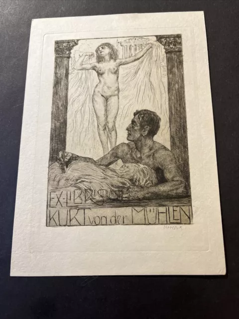 Exlibris Incisione di Bruno Heroux 1868-1944 per Kurt Von Der Muehlen