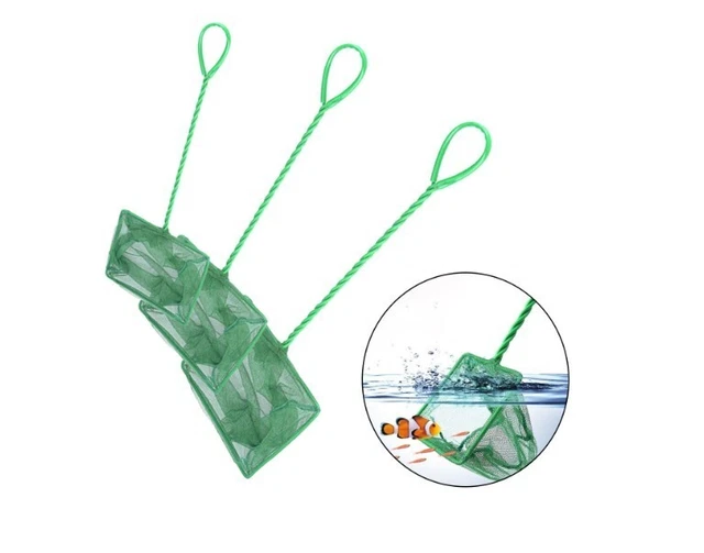 Aquarium Fish Net Tank Green Mesh Nets Scoop With Plastic Handle