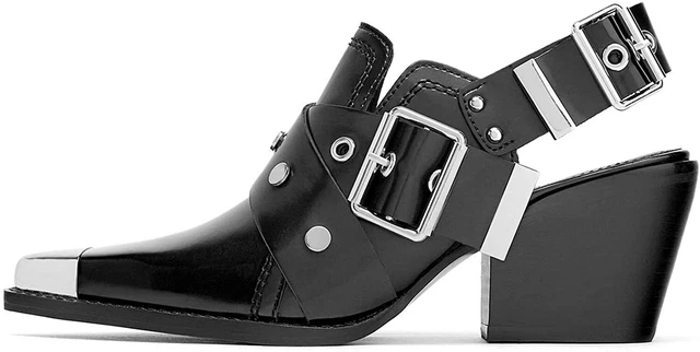 Sling Back Zara Short Boots LEATHER AND SHEEPSKIN SLINGBACK KITTEN