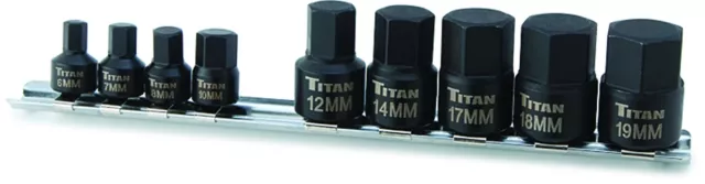 Titan Tools - 9-Pc 1/4 And 3/8 Dr Stubb (16141) 1/4, 3/8-Inch Dr. Metric Hex