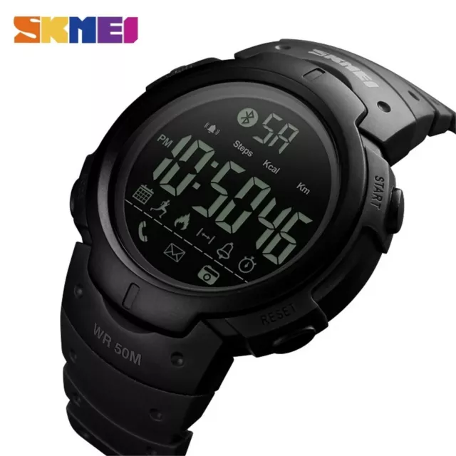 SKMEI Men Sport Watches Fashion Pedometer Calorie Bluetooth LED Smart Wristwatch