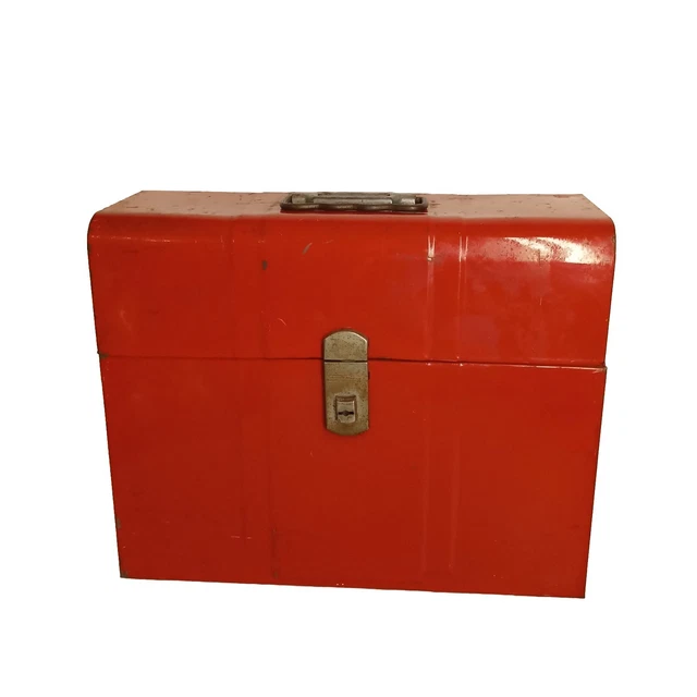 RUSTIC RED METAL Tool Storage Box Hamilton Metal Products Climax USA 10