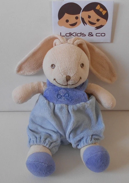 DOUDOU PELUCHE NOUNOURS LAPIN BEIGE / FLEURS TREFLE 22 cm - D637