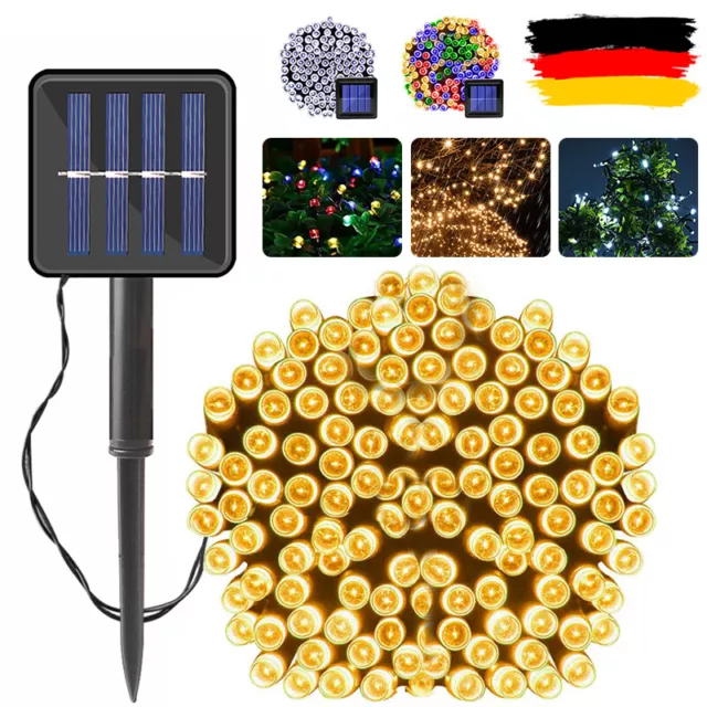 LED Solar Lichterkette Kette Weihnachtsbaumkette Party Garten Außen 50-200 LED