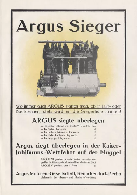 Argus Motoren Gesellschaft Berlin Reinickendorf Plakat Braunbeck Motor A2 567