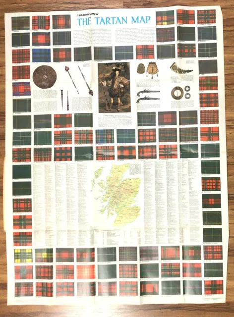 Vintage Bartholomew The Tartan Map Historical Map Scotland Walt Disney Prod.