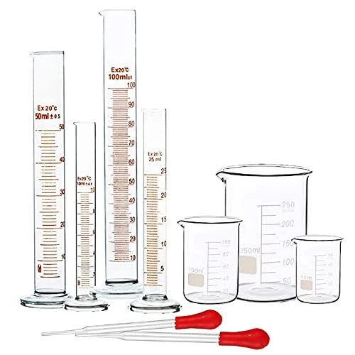Glass Graduated Cylinder Set 10Ml 25Ml 50Ml 100Ml Thick Glass Beaker Set