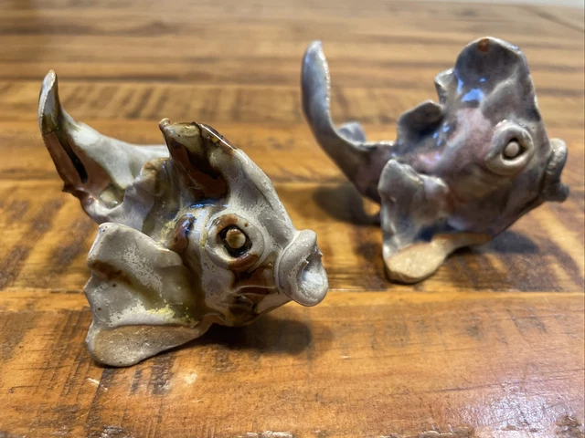 Vtg Fish Art Pottery Figurine Ceramic Glazed Statuette Nautical Tank Decor (2)
