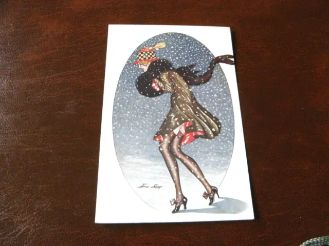 Original Xavier Sager Art Nouveau Glamour Risque Postcard - Les Vents.