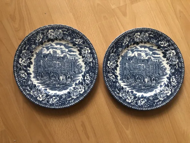 2x SpeiseTeller English Ironstone Tableware blau 26 cm TOP, Vintage, Essteller