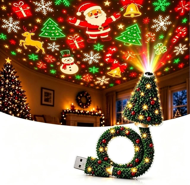 CHRISTMAS PROJECTOR LIGHT Indoor 2026 Hd Christmas Trees Snowflake ...