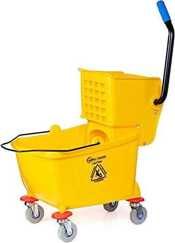 79358 Commercial Mop Bucket with Side Press Wringer, Yellow 26 Quart