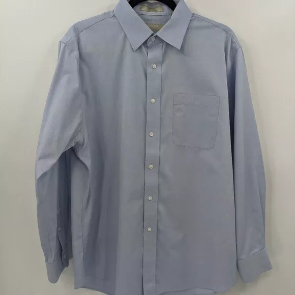 Men's NORDSTROM Shirt 16/33 Blue Cotton Button Down Dress