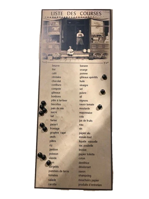 FRENCH metal SHOPPING MEMO LISTE DES COURSES COMMISSIONS Plaque  old store shop 2