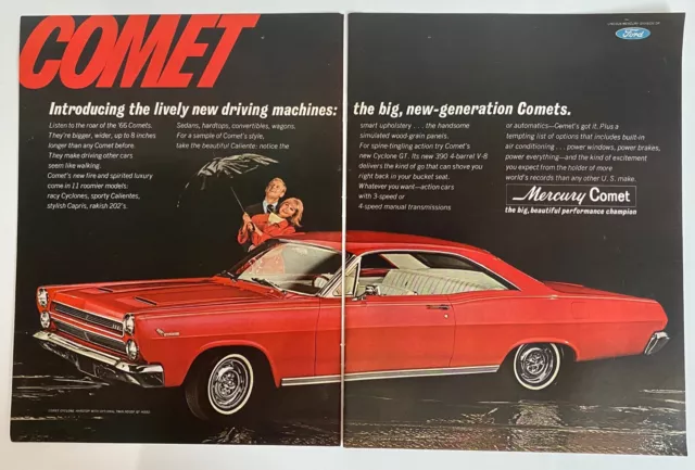 1966 Mercury Comet 2-Page Magazine Vintage Ad