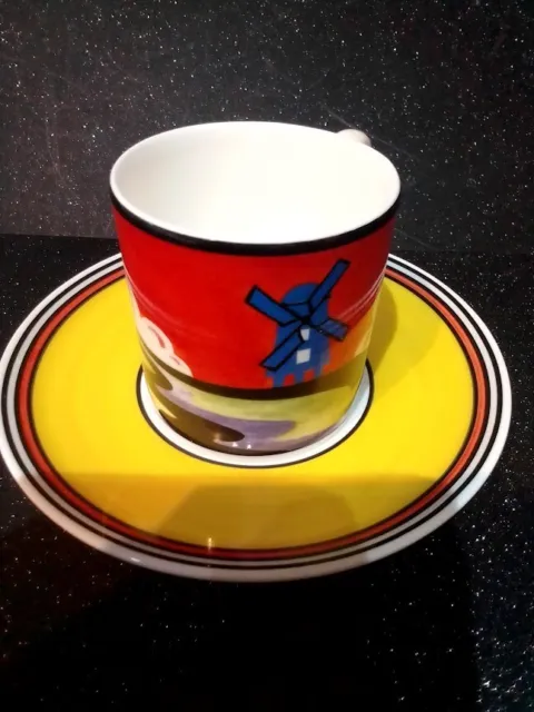 Clarice Cliff Wedgwood Coffee Cup & Saucer Cafe Chic.windmill.