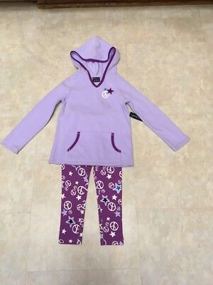 Faded Glory Girls Size 4 Polyester Purple Hooded Fleece 2-Piece Set