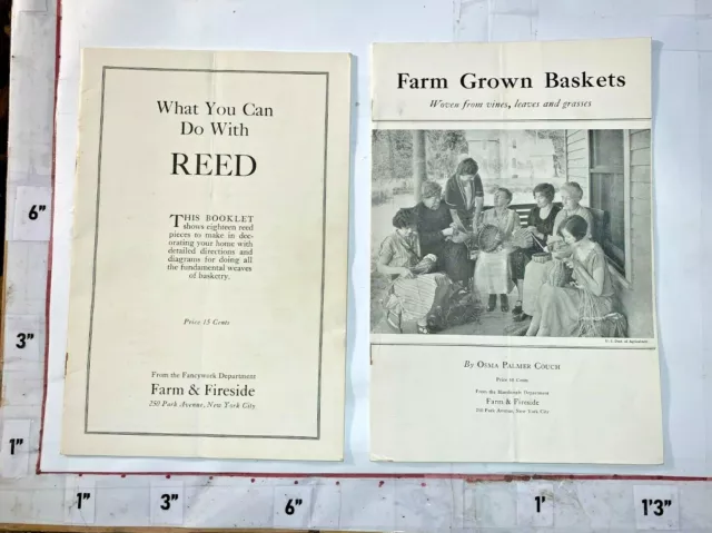 2 cestas cultivadas en granja folletos de granja y chimenea años 1920/30 cesta