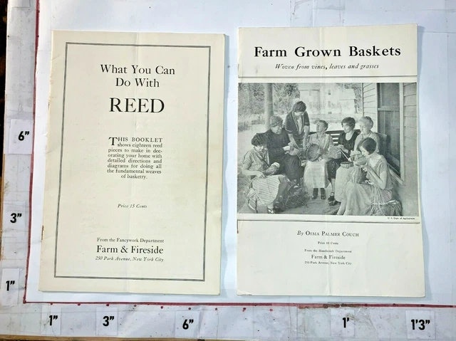 2 cestas cultivadas en granja folletos de granja y chimenea años 1920/30 cesta