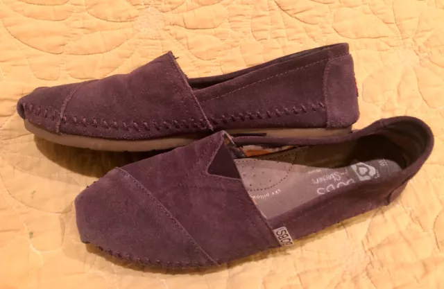 Skechers Bobs Lux Purple Suede Leather Slip On Shoes Women’s 6.5