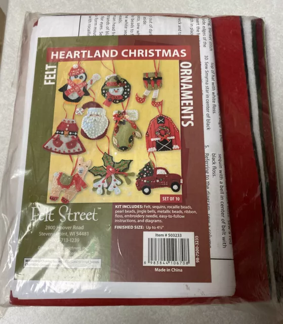 Kit de 10 adornos navideños Felt Street Heartland fieltro y lentejuelas conjunto de 10