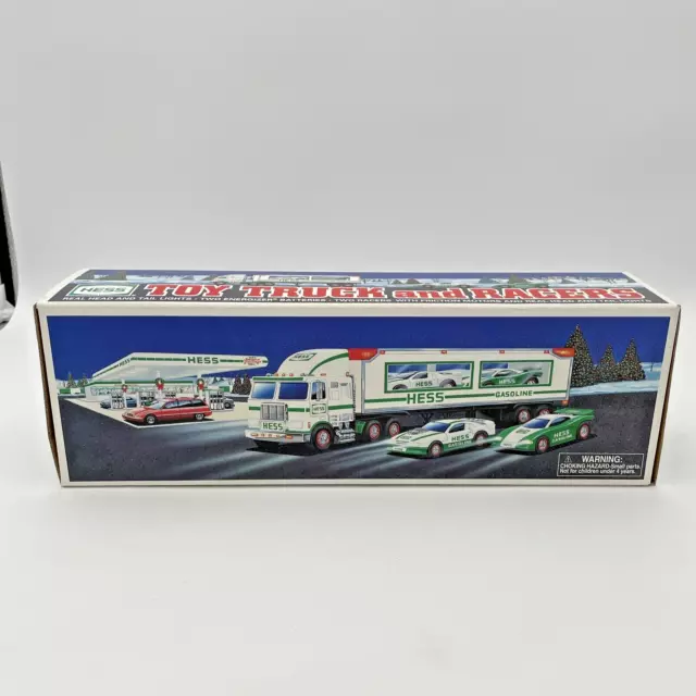 HESS 1997 TOY TRUCK AND RACERS  With The Original Box Tested Will Need Batteries