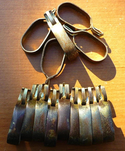 Lot of 18 Vintage Brass 5/8" Oval Oblong Clip-On Cafe Curtain Drapery Rings AGED 2