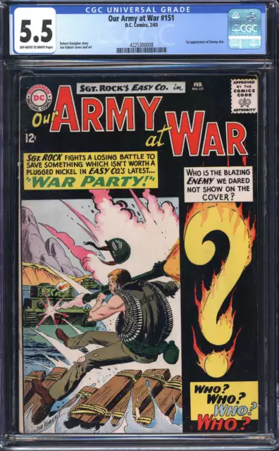 Our Army At War #151 Cgc 5.5 Ow/Wh Pages // Intro Of Enemy Ace Dc Comics 1965