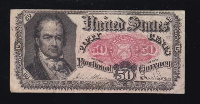 US 50c Fractional Currency Note 5th Issue FR 1381 VF (035)