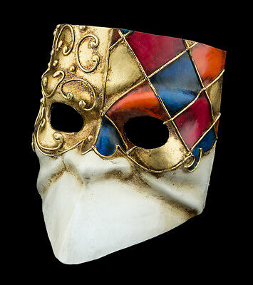 Mask from Venice Bauta Blue Golden Mosaic for Man-Paper Mash- 2159 -CB3 2