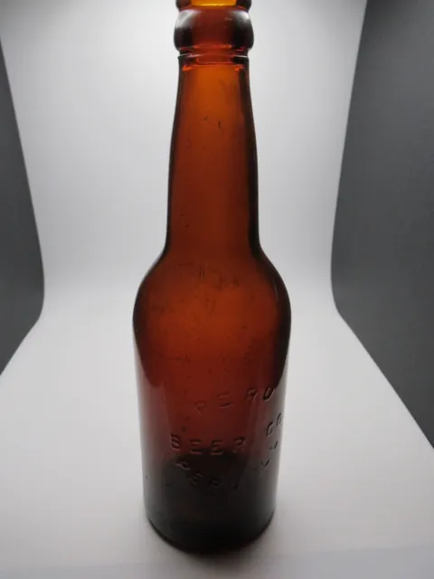 Peru Beer Co Peru Ill. Brown Glass Embossed Bottle